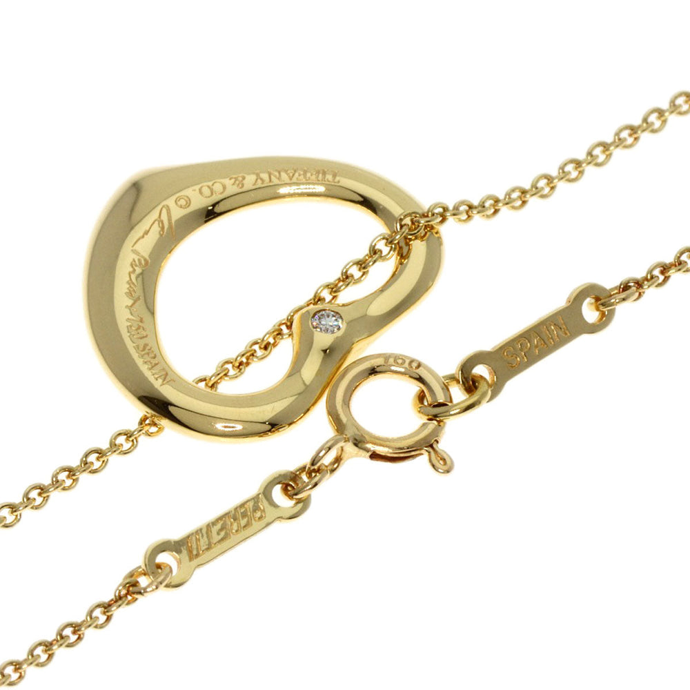 TIFFANY&Co. Necklace 18K Yellow Gold gold Open Heart 2P Diamond Women Used Authentic