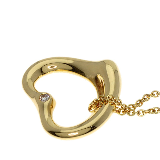 TIFFANY&Co. Necklace 18K Yellow Gold gold Open Heart 2P Diamond Women Used Authentic
