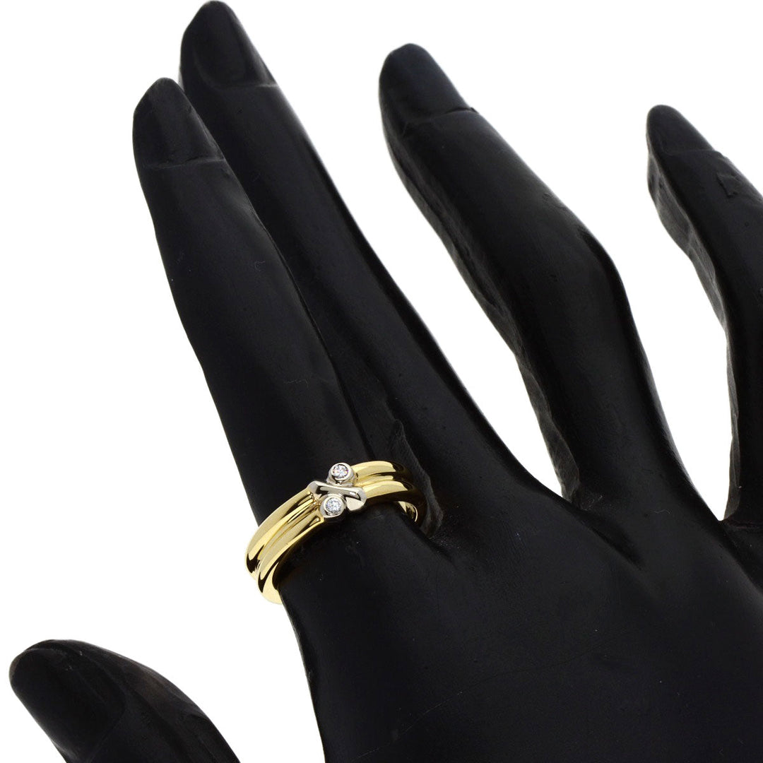 TIFFANY&Co. Ring 18K Yellow Gold gold Signature Cross 2P Diamond Women Used Authentic