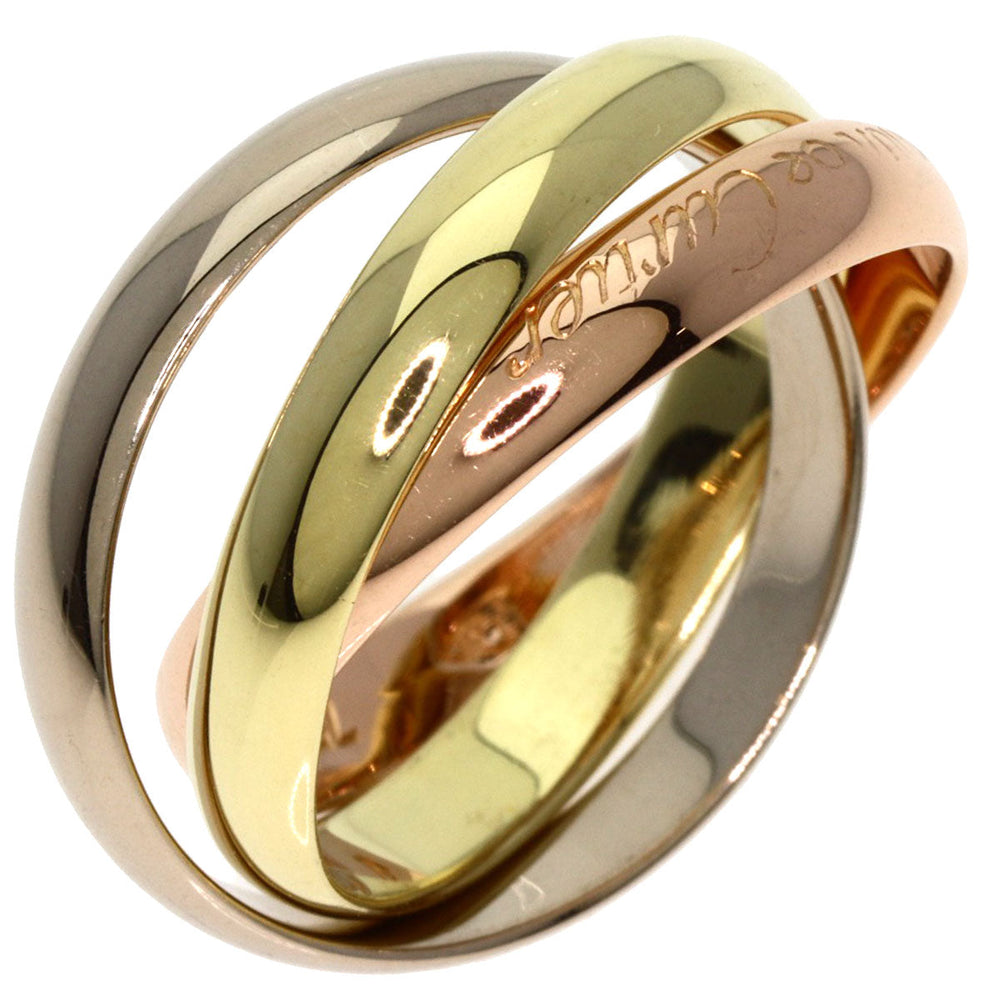 CARTIER Ring K18YG , K18WG , K18PG gold Trinity  #52 Women Used Authentic