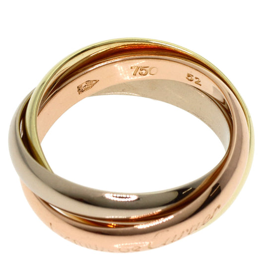 CARTIER Ring K18YG , K18WG , K18PG gold Trinity  #52 Women Used Authentic