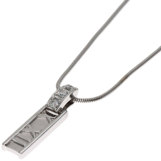 TIFFANY&Co. Necklace K18WG Silver Atlas Bar Diamond