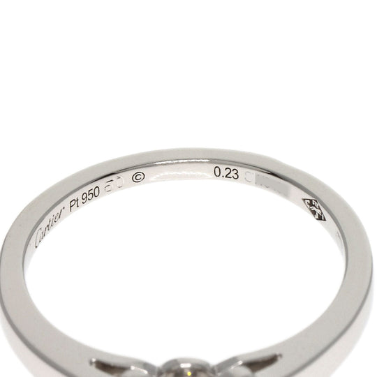 CARTIER Ring PT950 Silver Ballerina Solitaire Diamond #50 Women Used Authentic