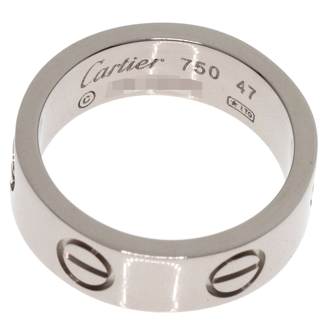 CARTIER Ring K18WG Silver Love Ring #47 Women Used Authentic