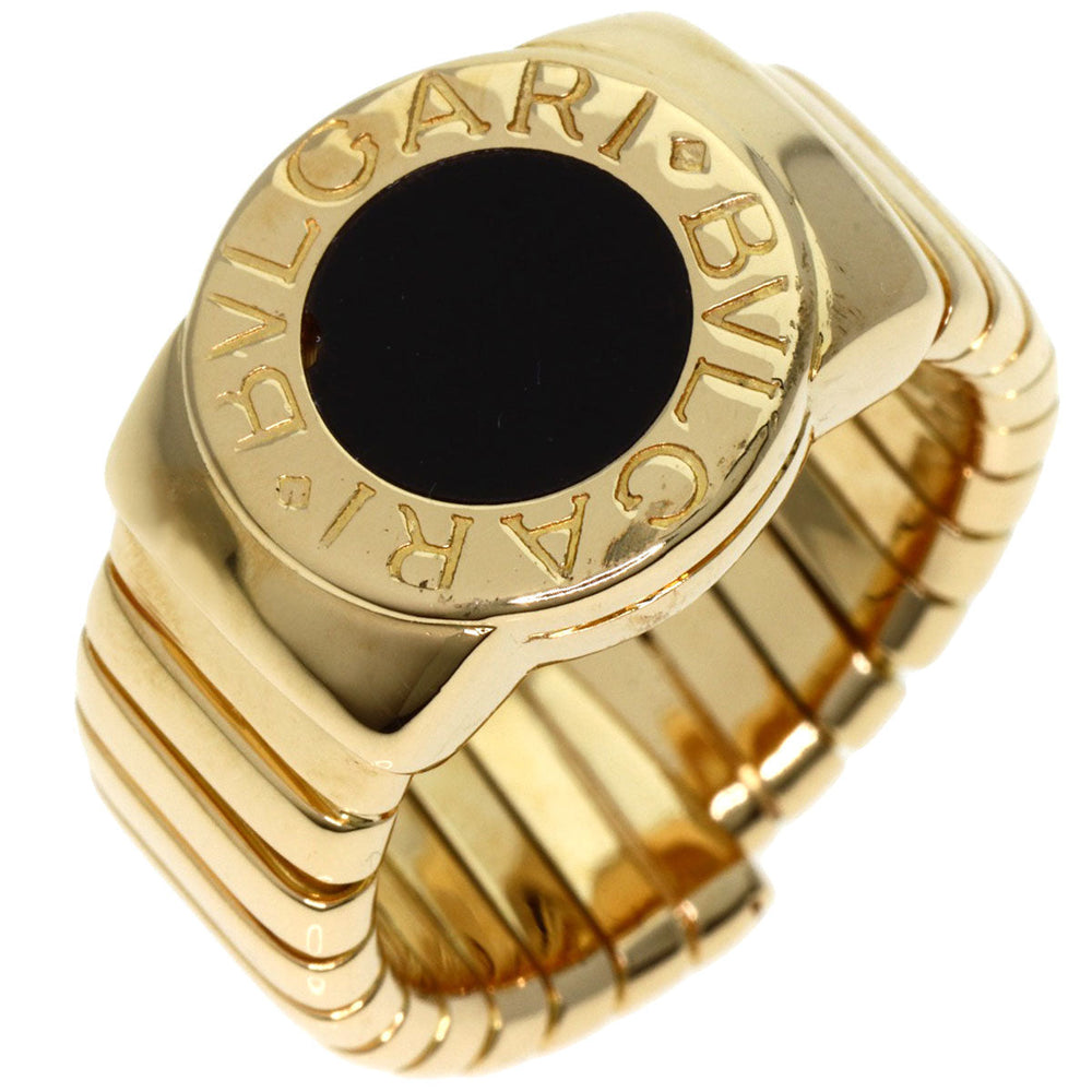 BVLGARI Ring 18K Yellow Gold gold Tubogas onyx Women Used Authentic