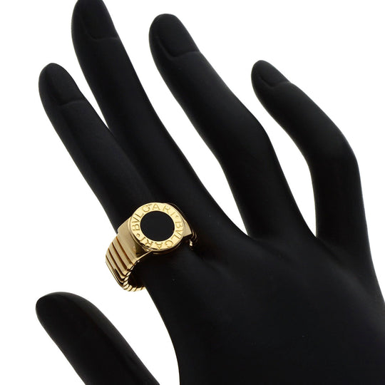 BVLGARI Ring 18K Yellow Gold gold Tubogas onyx Women Used Authentic