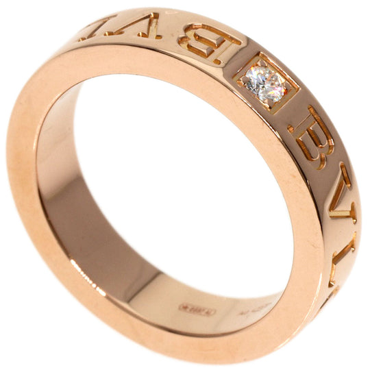 BVLGARI Ring 18K Yellow Gold gold Double logo 1P Diamond Women Used Authentic