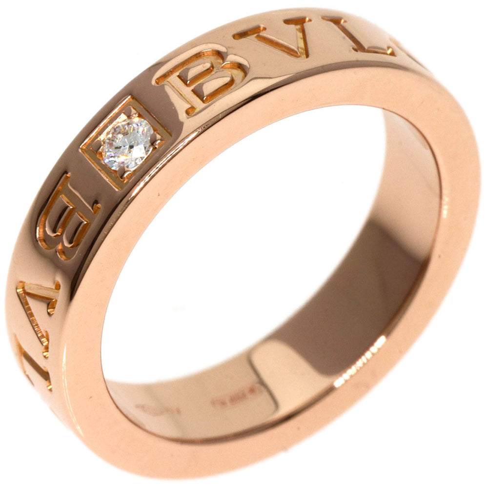 BVLGARI Ring 18K Yellow Gold gold Double logo 1P Diamond Women Used Authentic