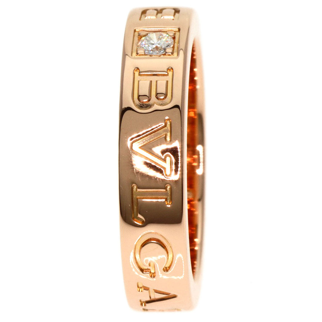 BVLGARI Ring 18K Yellow Gold gold Double logo 1P Diamond Women Used Authentic