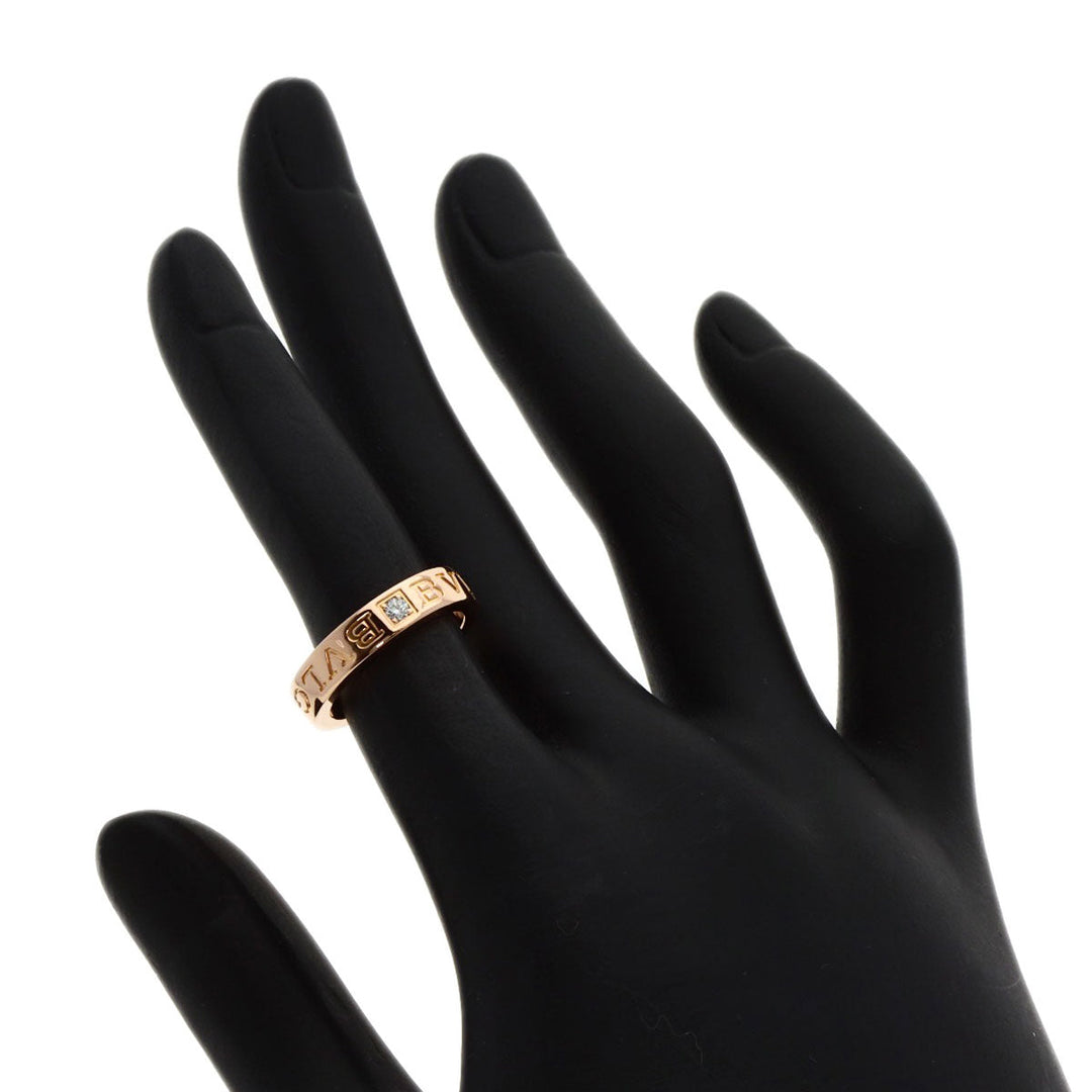 BVLGARI Ring 18K Yellow Gold gold Double logo 1P Diamond Women Used Authentic
