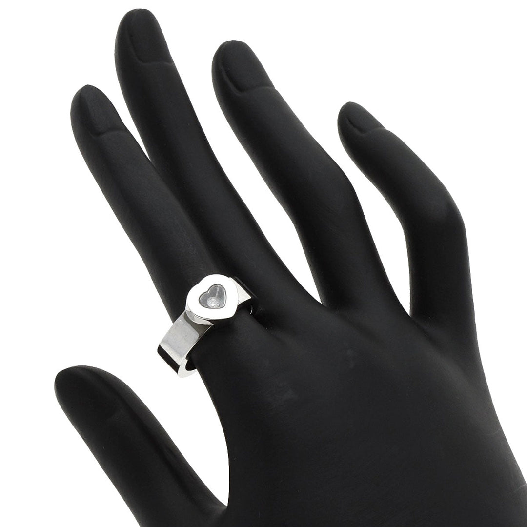 Chopard Ring K18WG Silver Happy Diamond 82/2897-20 Women Used Authentic