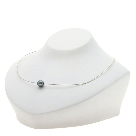 TASAKI Necklace K18WG Silver Black Pearl Wire