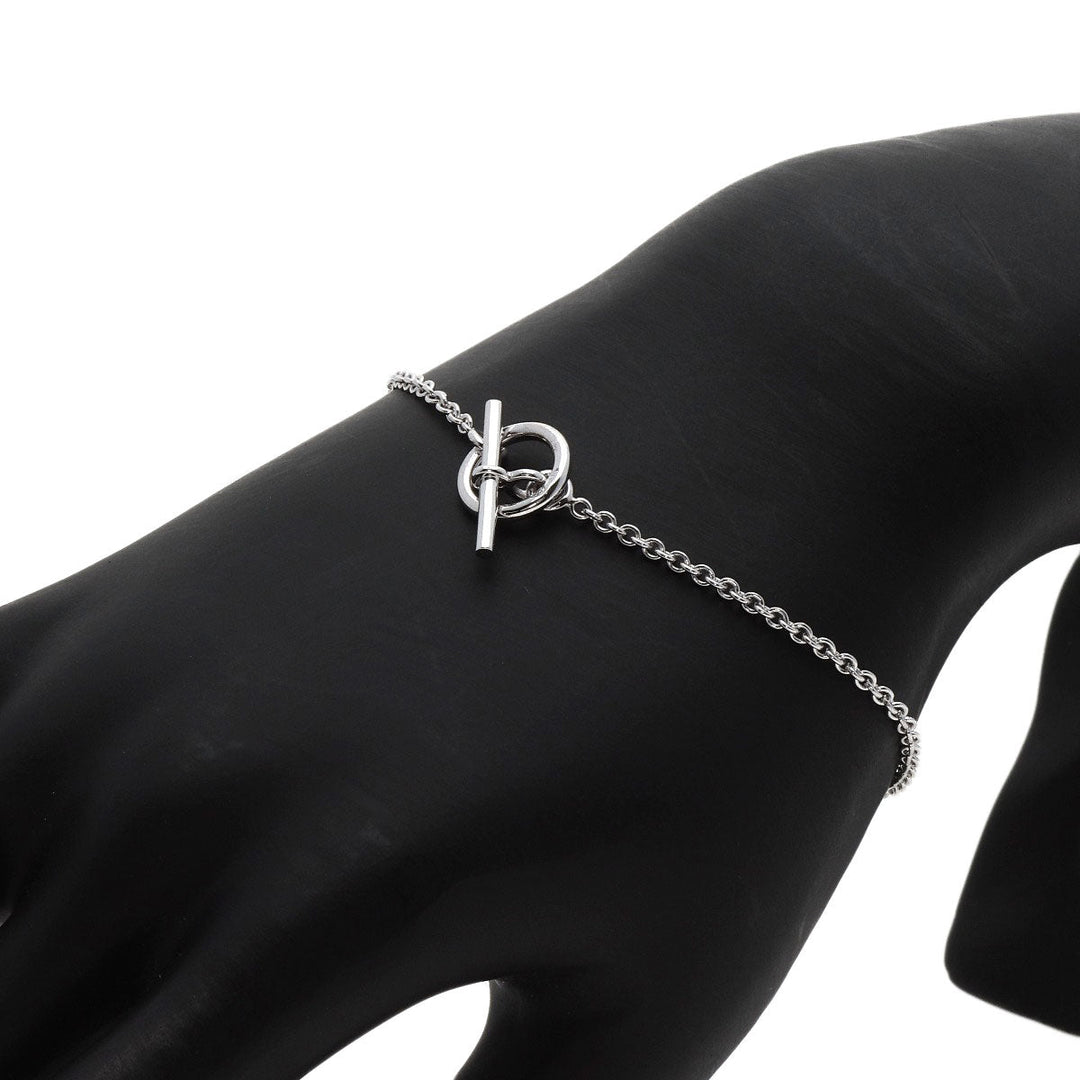 HERMES bracelet K18WG Silver Mini Chene Dunkle Women Used Authentic