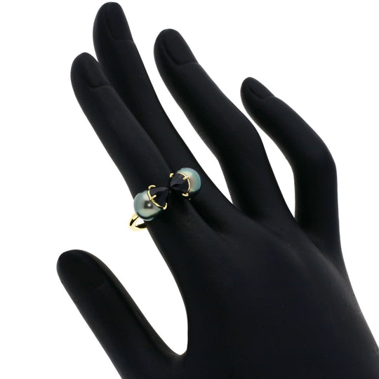 TASAKI Ring 18K Yellow Gold gold Refine Rebellion Pearl Spinel Women Used Authentic