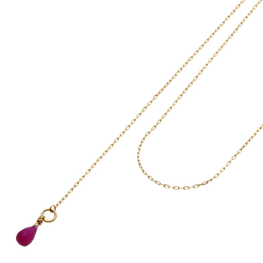 agete Necklace K10YG gold Ruby Women Used Authentic