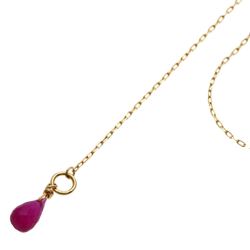 agete Necklace K10YG gold Ruby Women Used Authentic