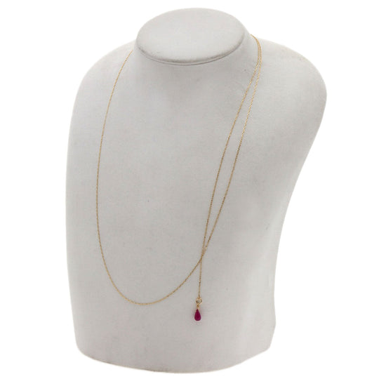 agete Necklace K10YG gold Ruby Women Used Authentic