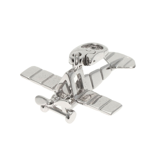 CARTIER Pendant top K18WG Silver Airplane Charm Women Used Authentic