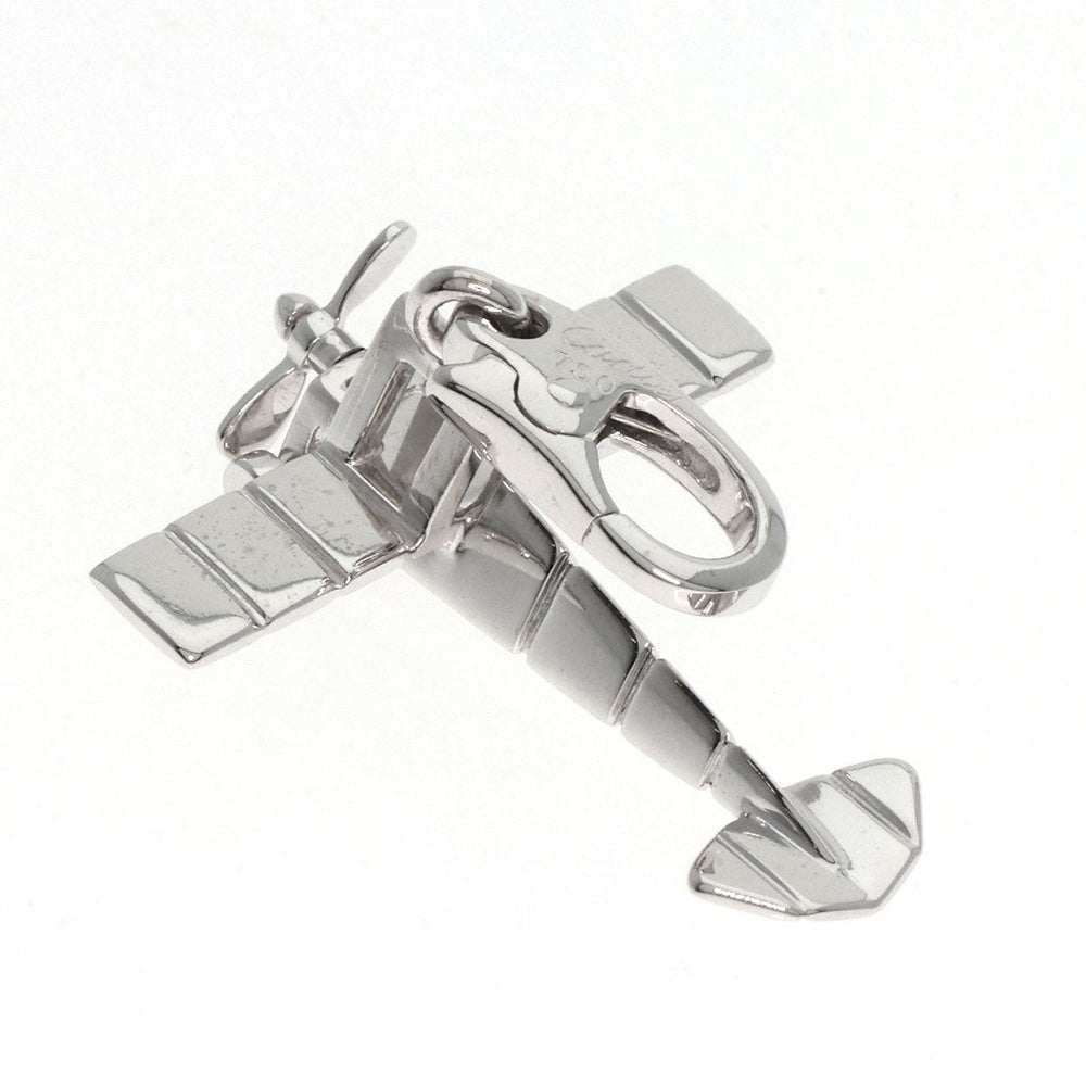 CARTIER Pendant top K18WG Silver Airplane Charm Women Used Authentic