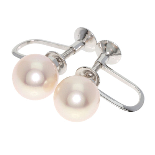 TASAKI Earring K14WG Silver Pearl 0.3" Women Used Authentic