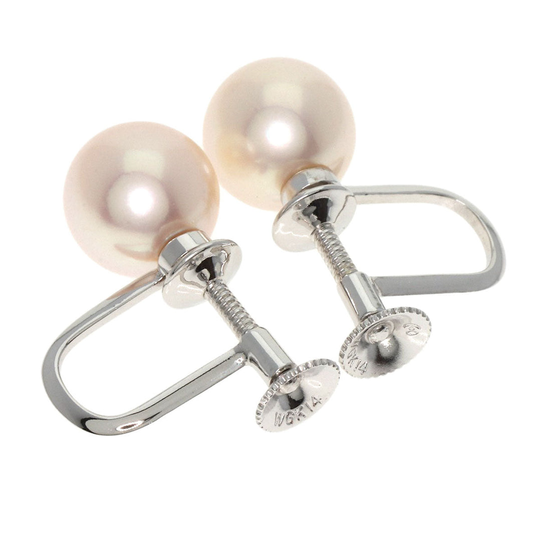 TASAKI Earring K14WG Silver Pearl 0.3" Women Used Authentic