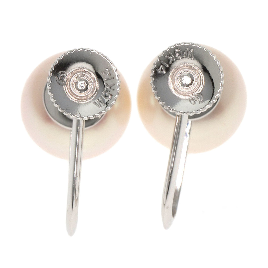 TASAKI Earring K14WG Silver Pearl 0.3" Women Used Authentic