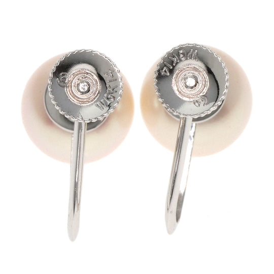 TASAKI Earring K14WG Silver Pearl 0.3" Women Used Authentic