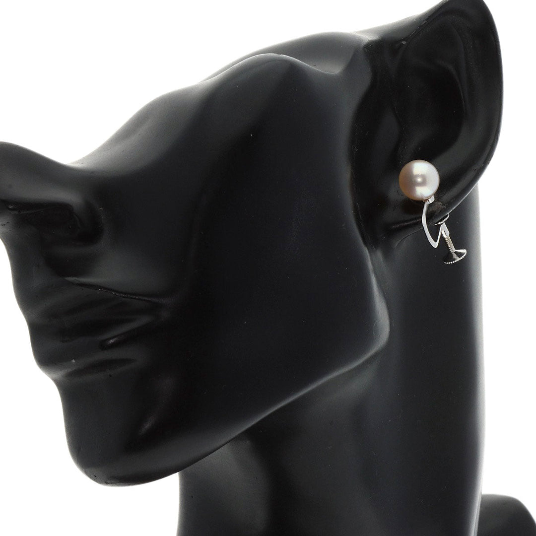 TASAKI Earring K14WG Silver Pearl 0.3" Women Used Authentic