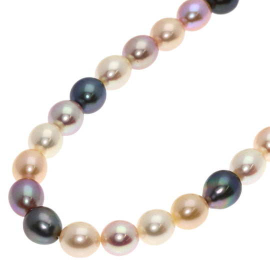 MIKIMOTO Necklace 18K Yellow Gold multicolor Multicolor freshwater pearl with Pearl M charm