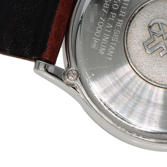 SEIKO Watches Quartz SBGS005 9587-7000 PT950 , leather Silver Grand Seiko Silver dial mens Used Authentic