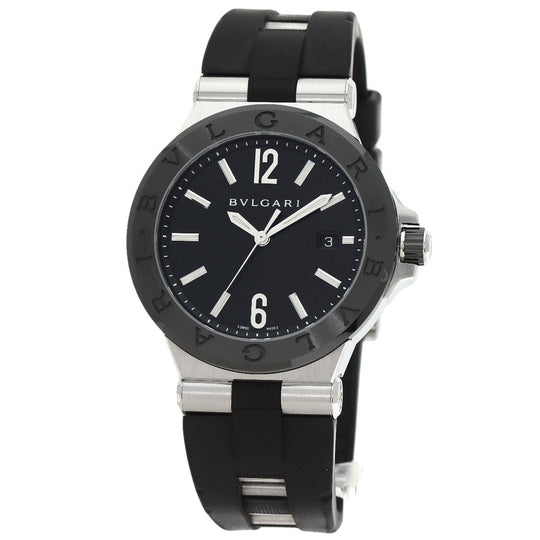 BVLGARI Watches Mechanical Automatic DG42SC Stainless Steel, Rubber, Ceramic Silver Diagono Date Ceramic black dial mens Used Authentic