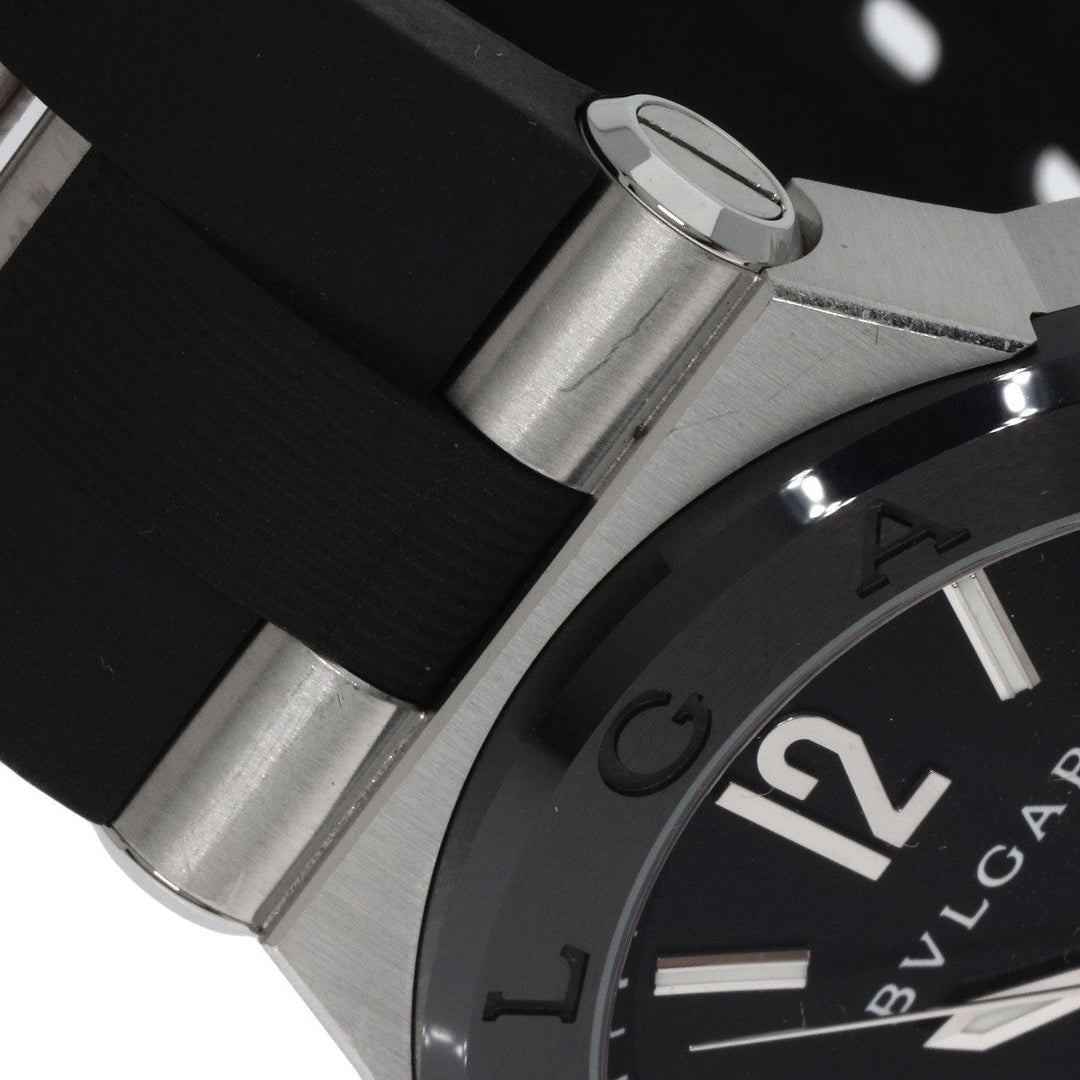 BVLGARI Watches Mechanical Automatic DG42SC Stainless Steel, Rubber, Ceramic Silver Diagono Date Ceramic black dial mens Used Authentic
