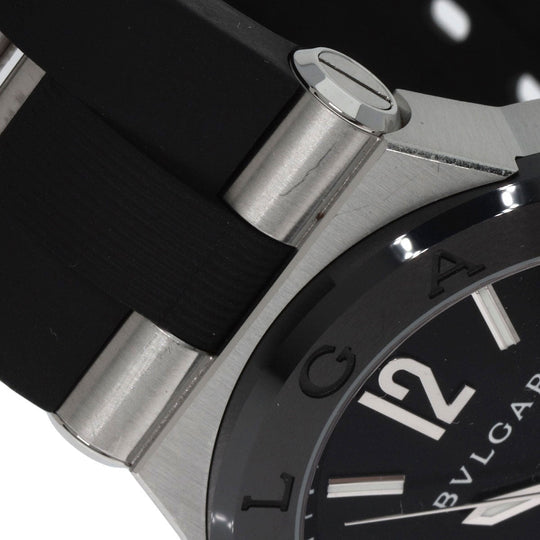 BVLGARI Watches Mechanical Automatic DG42SC Stainless Steel, Rubber, Ceramic Silver Diagono Date Ceramic black dial mens Used Authentic