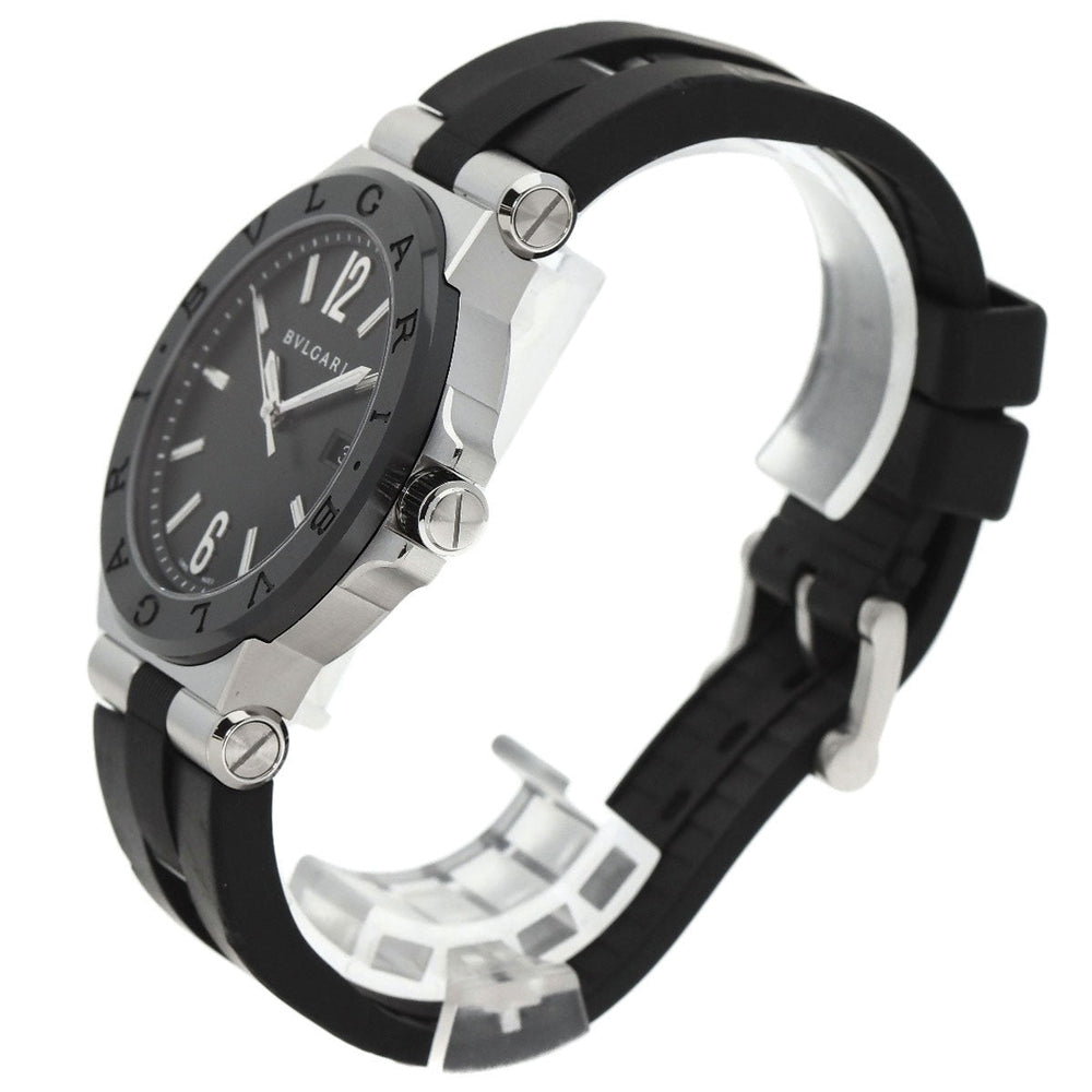 BVLGARI Watches Mechanical Automatic DG42SC Stainless Steel, Rubber, Ceramic Silver Diagono Date Ceramic black dial mens Used Authentic