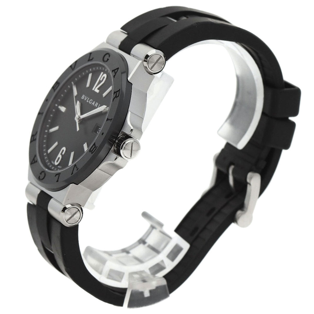 BVLGARI Watches Mechanical Automatic DG42SC Stainless Steel, Rubber, Ceramic Silver Diagono Date Ceramic black dial mens Used Authentic