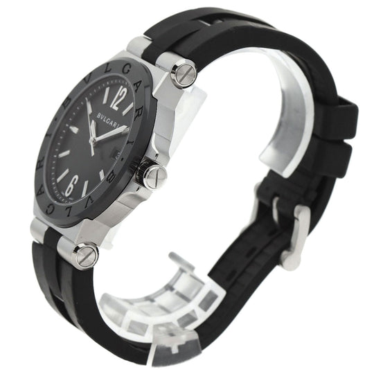 BVLGARI Watches Mechanical Automatic DG42SC Stainless Steel, Rubber, Ceramic Silver Diagono Date Ceramic black dial mens Used Authentic