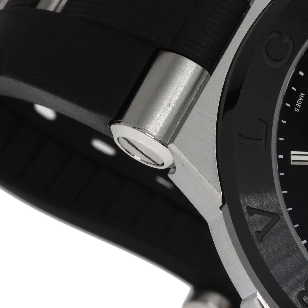 BVLGARI Watches Mechanical Automatic DG42SC Stainless Steel, Rubber, Ceramic Silver Diagono Date Ceramic black dial mens Used Authentic