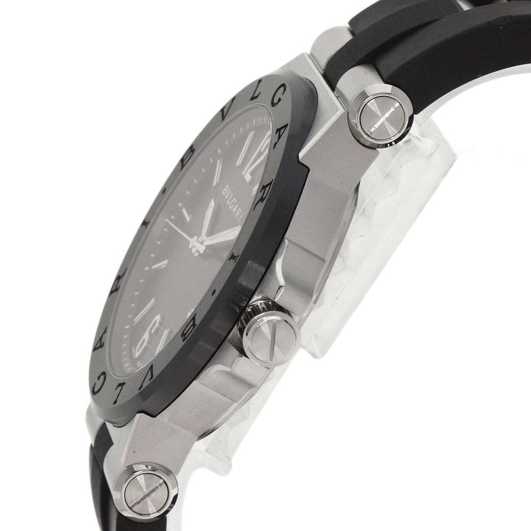 BVLGARI Watches Mechanical Automatic DG42SC Stainless Steel, Rubber, Ceramic Silver Diagono Date Ceramic black dial mens Used Authentic