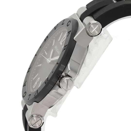 BVLGARI Watches Mechanical Automatic DG42SC Stainless Steel, Rubber, Ceramic Silver Diagono Date Ceramic black dial mens Used Authentic