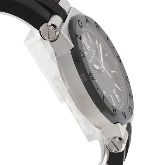 BVLGARI Watches Mechanical Automatic DG42SC Stainless Steel, Rubber, Ceramic Silver Diagono Date Ceramic black dial mens Used Authentic