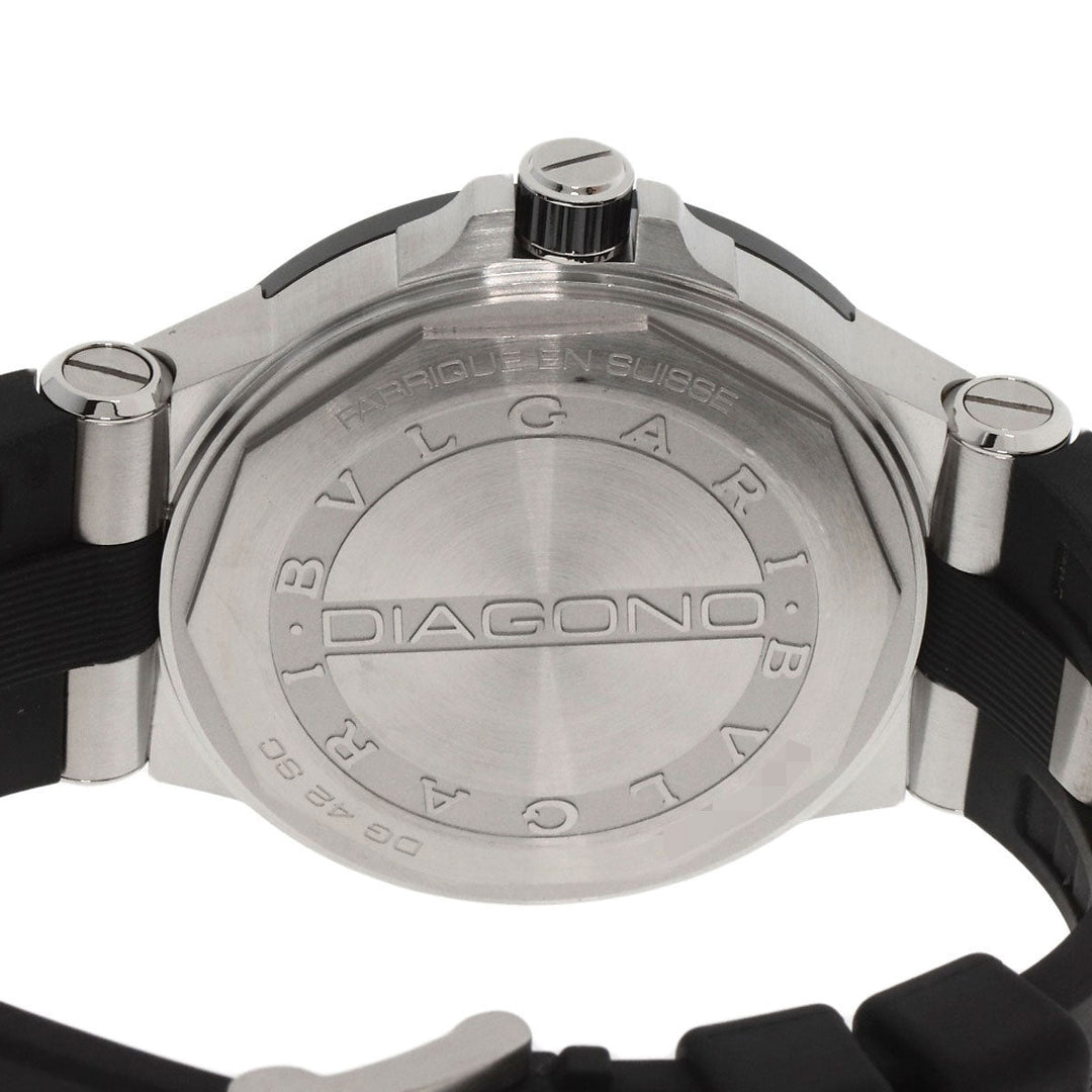 BVLGARI Watches Mechanical Automatic DG42SC Stainless Steel, Rubber, Ceramic Silver Diagono Date Ceramic black dial mens Used Authentic