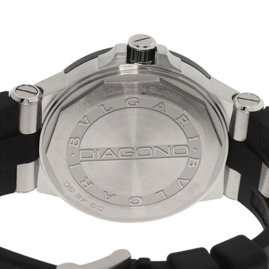 BVLGARI Watches Mechanical Automatic DG42SC Stainless Steel, Rubber, Ceramic Silver Diagono Date Ceramic black dial mens Used Authentic