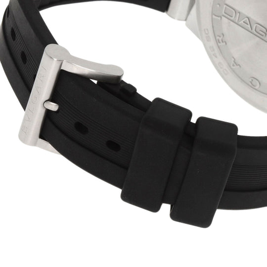 BVLGARI Watches Mechanical Automatic DG42SC Stainless Steel, Rubber, Ceramic Silver Diagono Date Ceramic black dial mens Used Authentic