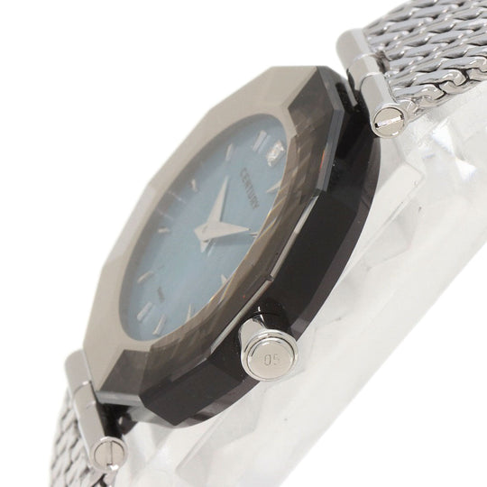 CENTURY Watches Quartz Stainless Steel , Stainless Steel Silver Time Gem 1P Diamond Blue shell dial Women Used Authentic