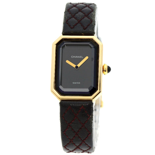 CHANEL Watches Quartz H0090 K18YG, leather gold Premiere black dial Women Used Authentic