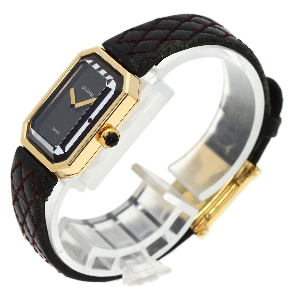 CHANEL Watches Quartz H0090 K18YG, leather gold Premiere black dial Women Used Authentic