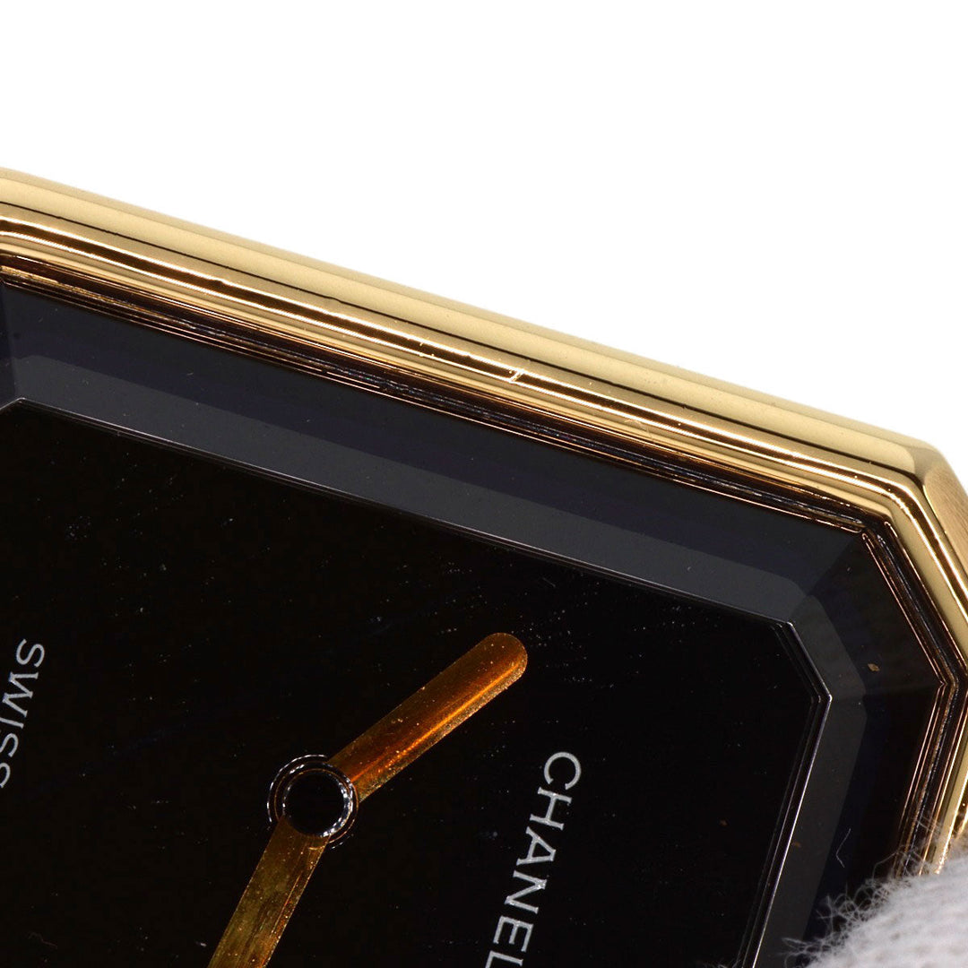 CHANEL Watches Quartz H0090 K18YG, leather gold Premiere black dial Women Used Authentic