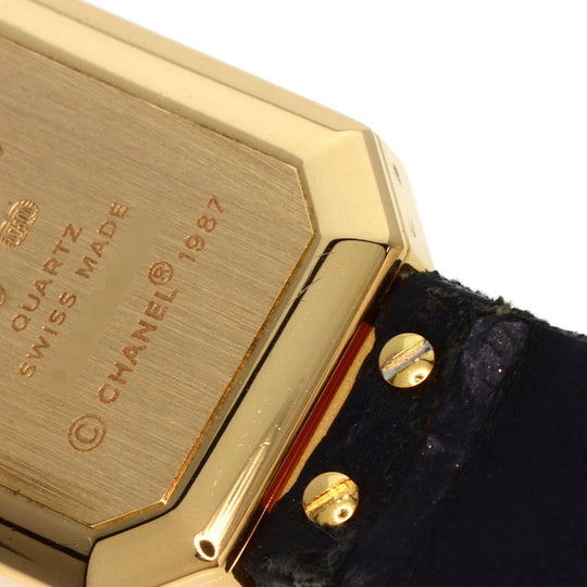 CHANEL Watches Quartz H0090 K18YG, leather gold Premiere black dial Women Used Authentic