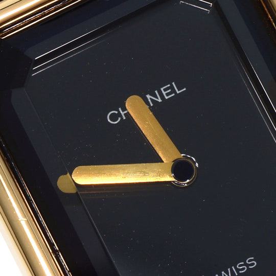 CHANEL Watches Quartz H0090 K18YG, leather gold Premiere black dial Women Used Authentic