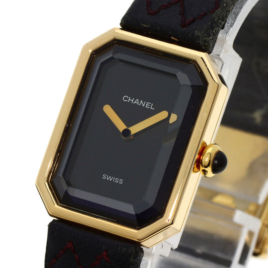 CHANEL Watches Quartz H0090 K18YG, leather gold Premiere black dial Women Used Authentic